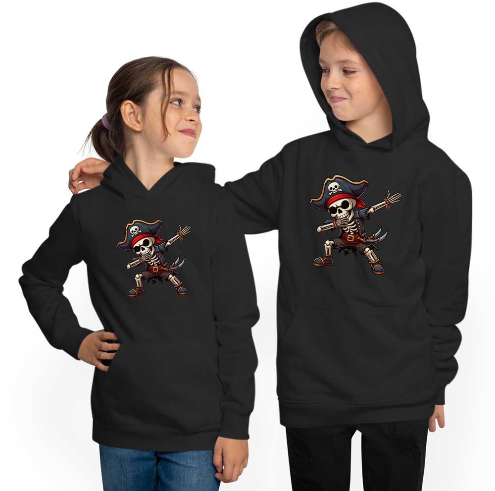 Halloween Hoodie mit Dab tanzendes Piraten Skelett i617